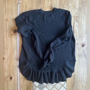 H&M Conscious Collection Black Knit Sweater with Ruffle Hem, Size XS, Pre-Loves